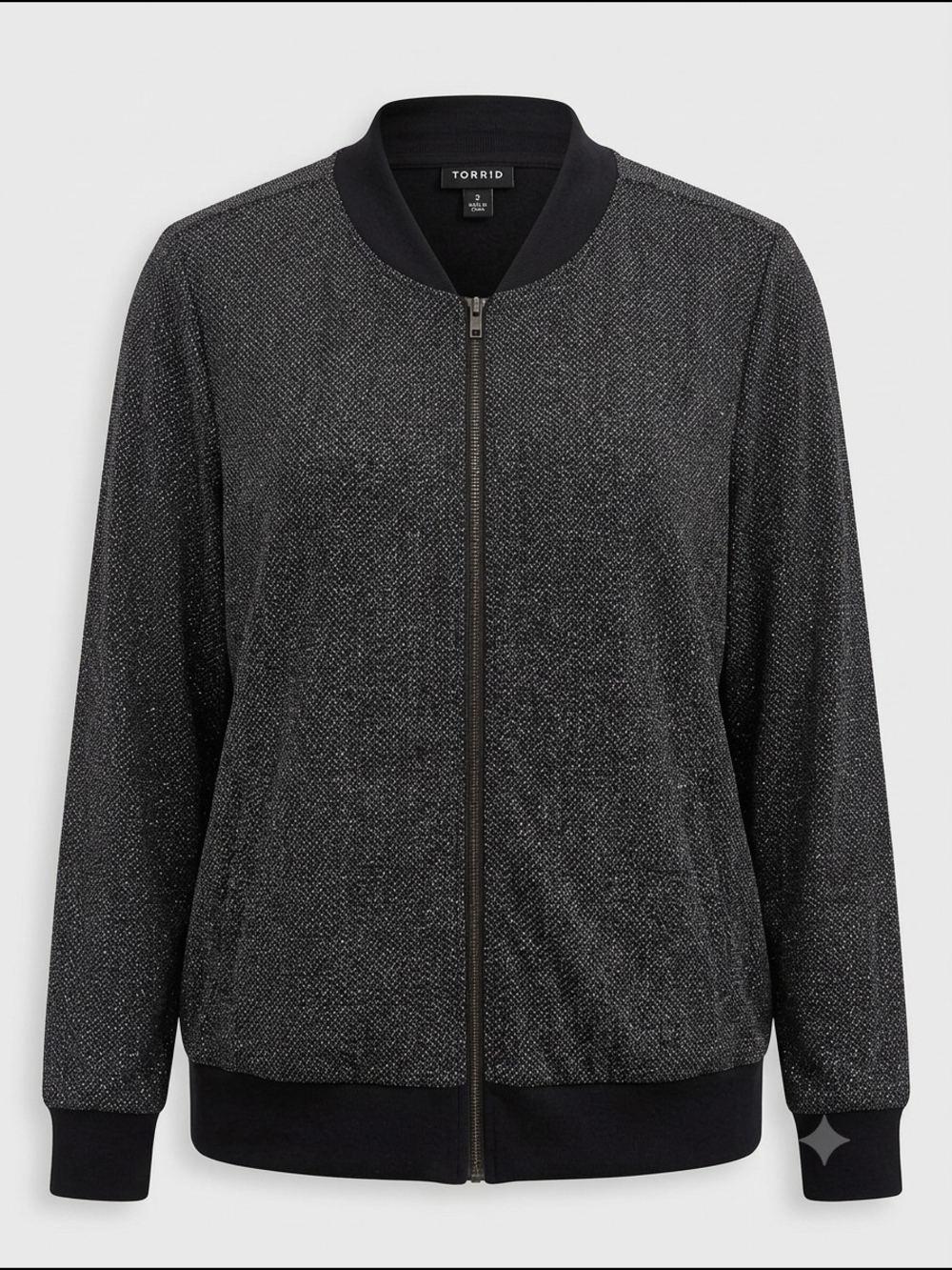 Torrid Black Sparkle Bomber Jacket